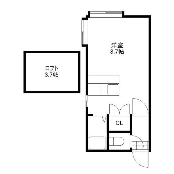 札幌市中央区北十二条西のアパートの間取り