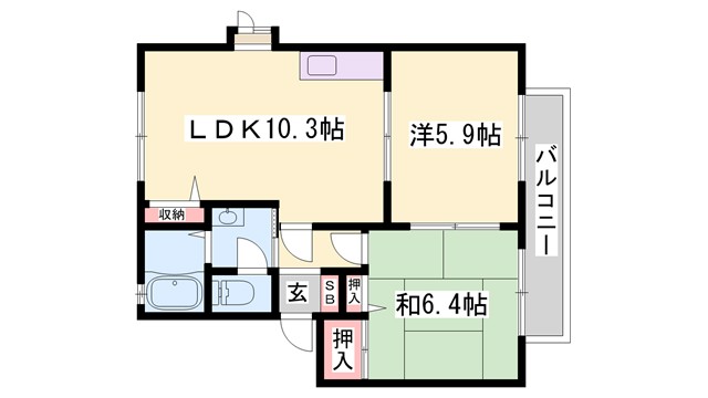 サニーハイツＵＥDＡ　C棟の間取り