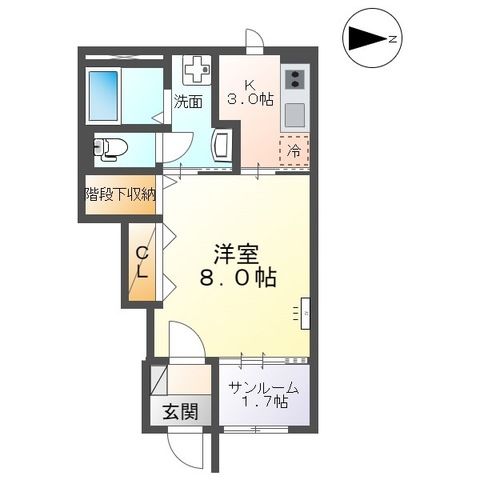 富山市奥井町のアパートの間取り