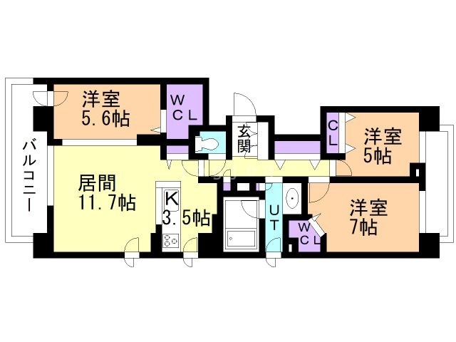 札幌市中央区南十七条西のマンションの間取り