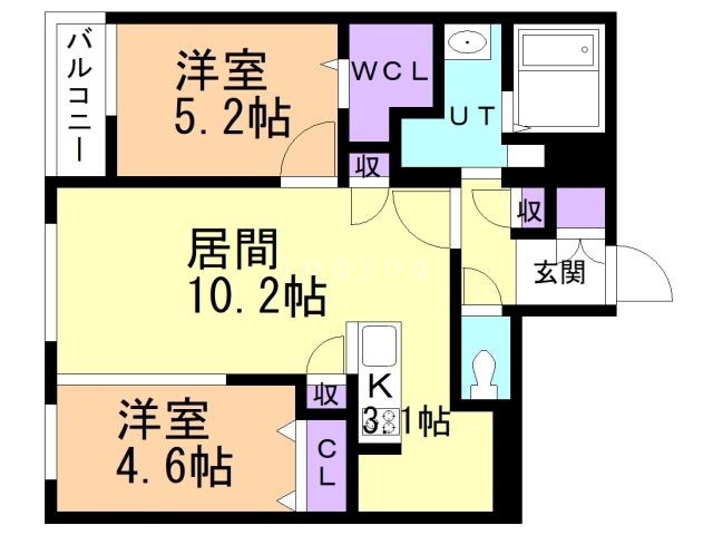 札幌市中央区南四条西のマンションの間取り