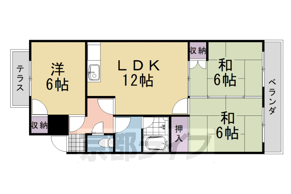 京都市西京区桂北滝川町のマンションの間取り