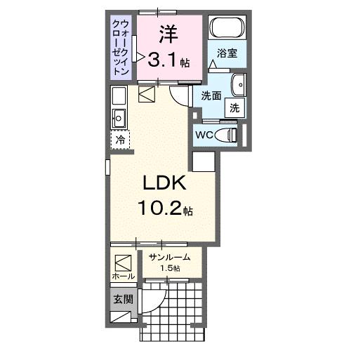 府中市広谷町のアパートの間取り