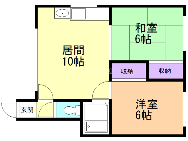 石狩市厚田区望来のアパートの間取り