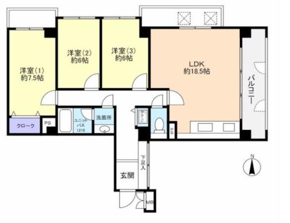 目黒区平町のマンションの間取り