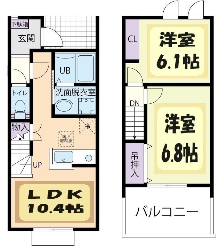 栃木市藤岡町藤岡のアパートの間取り