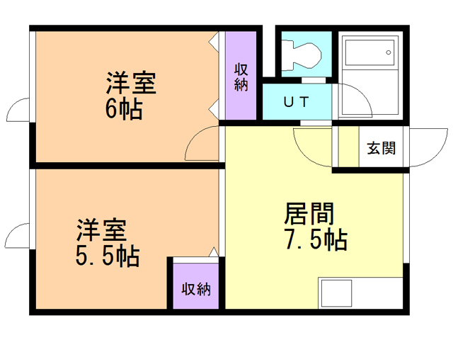 【北広島市西の里北のアパートの間取り】