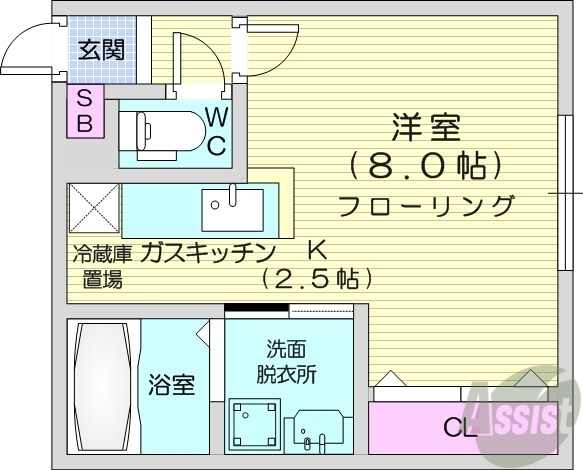 札幌市中央区北九条西のマンションの間取り