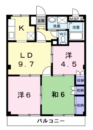 玉野市東高崎のアパートの間取り