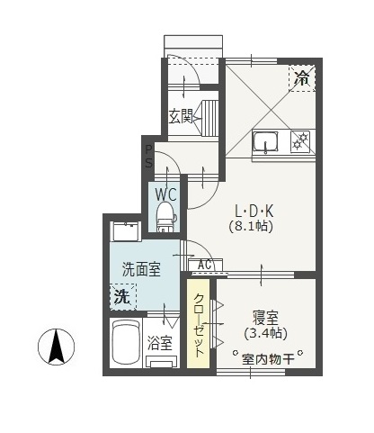 前橋市岩神町のアパートの間取り