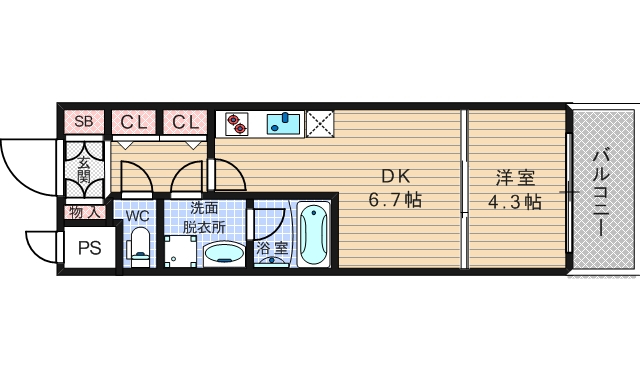 レオンコンフォート難波南の間取り