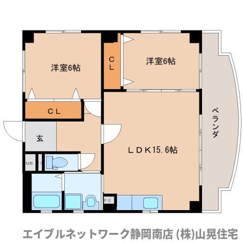 静岡市駿河区登呂のマンションの間取り