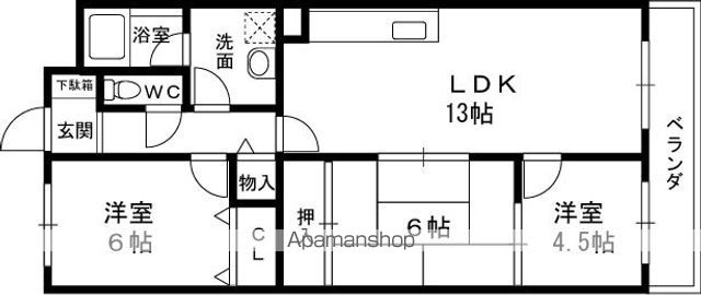 阪急神戸線 武庫之荘駅 徒歩15分 3階建 築35年の間取り写真