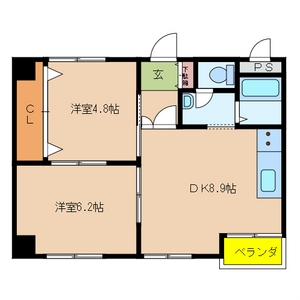 芦屋市大東町のマンションの間取り