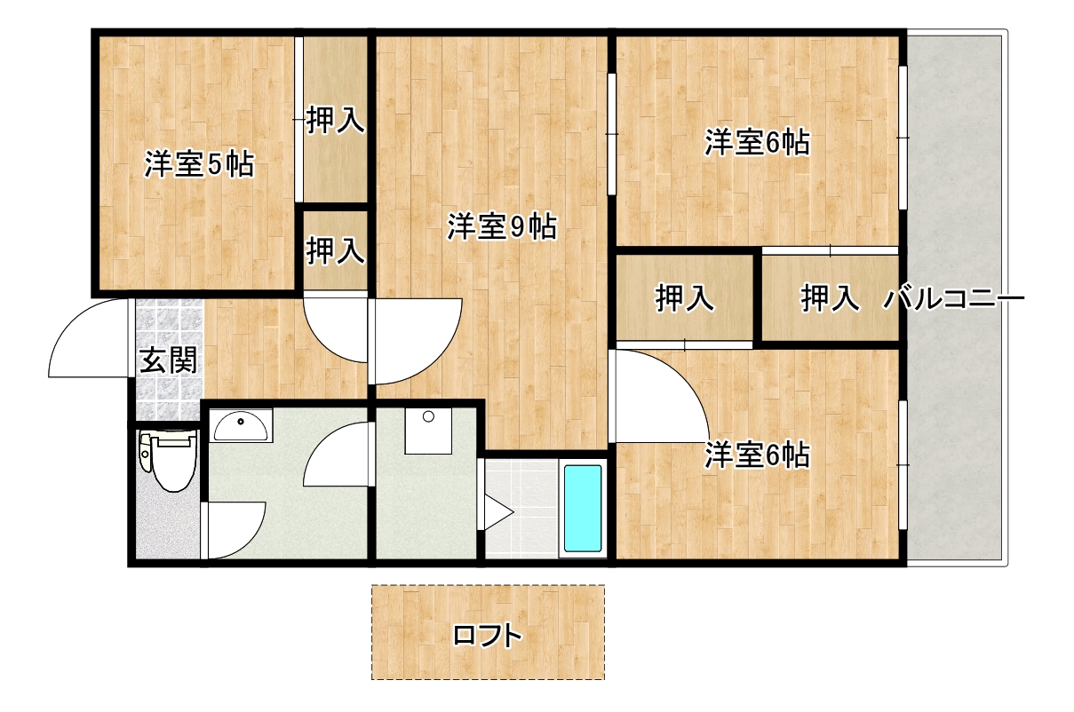 神戸市東灘区本庄町のマンションの間取り