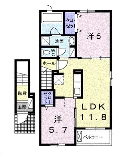 石巻市三和町のアパートの間取り