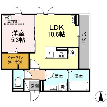 仙台市宮城野区栄のアパートの間取り