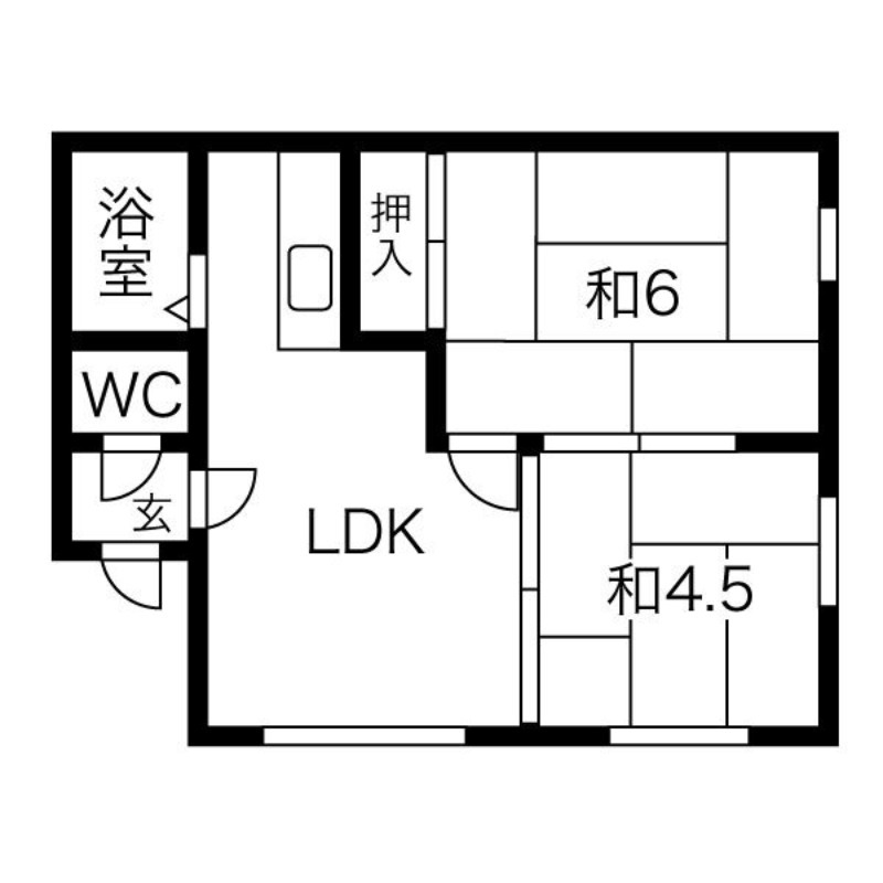 札幌市南区川沿十二条のアパートの間取り