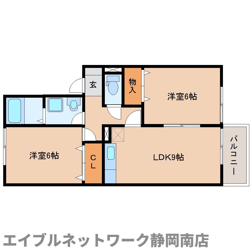 焼津市大覚寺のアパートの間取り