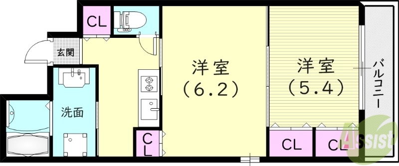 【尼崎市東難波町のマンションの間取り】