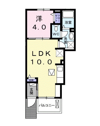 倉敷市東富井のアパートの間取り