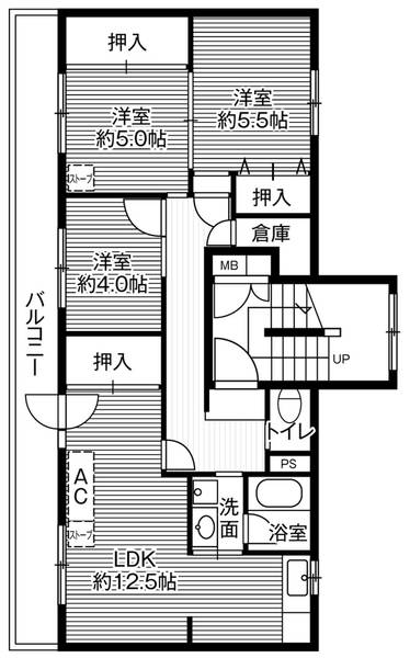 ビレッジハウス大楽毛1号棟の間取り