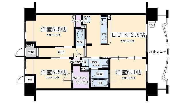 京都市右京区梅津南広町のマンションの間取り