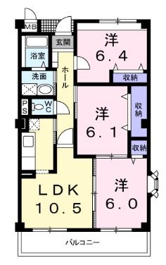 倉敷市宮前のマンションの間取り