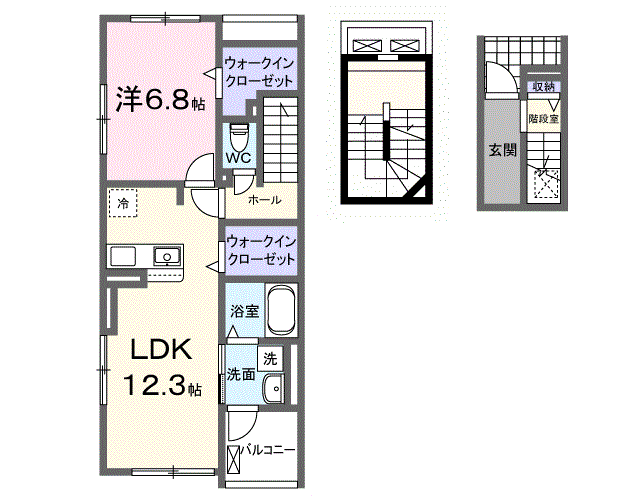 【加古川市平岡町新在家のアパートの間取り】