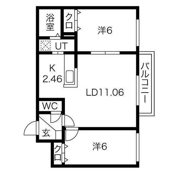 札幌市東区北三十条東のマンションの間取り