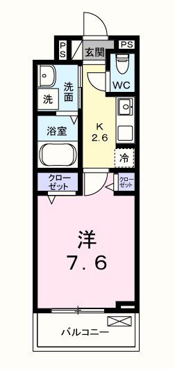 青梅市東青梅のアパートの間取り