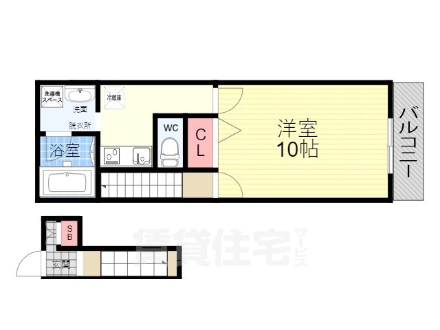 【京都市伏見区小栗栖牛ケ淵町のアパートの間取り】