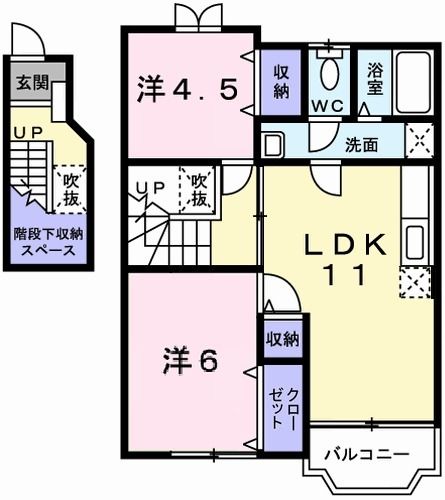 姫路市花田町加納原田のアパートの間取り