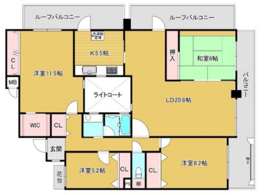 神戸市北区鈴蘭台南町のマンションの間取り