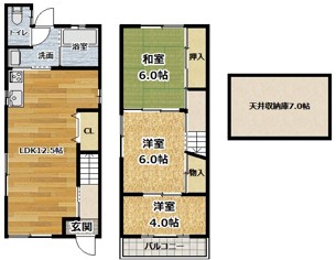 【桃山町丹後33-22　貸家の間取り】