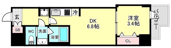 大阪市西区京町堀のマンションの間取り