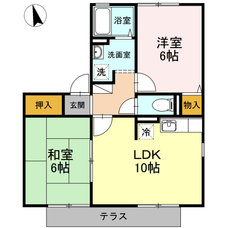 甲府市千塚のアパートの間取り