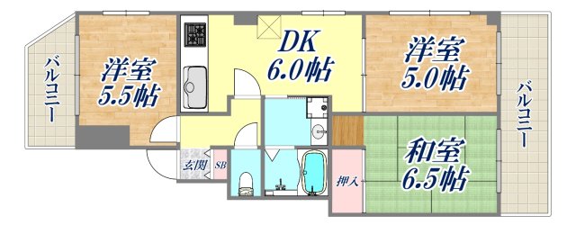 ライオンズマンション六甲道第５の間取り