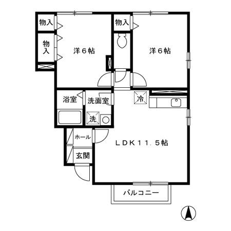 アジュールB棟の間取り