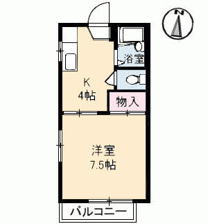 呉市瀬戸見町のアパートの間取り