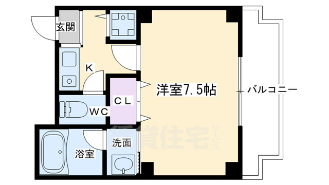 【京都市中京区西ノ京南円町のマンションの間取り】