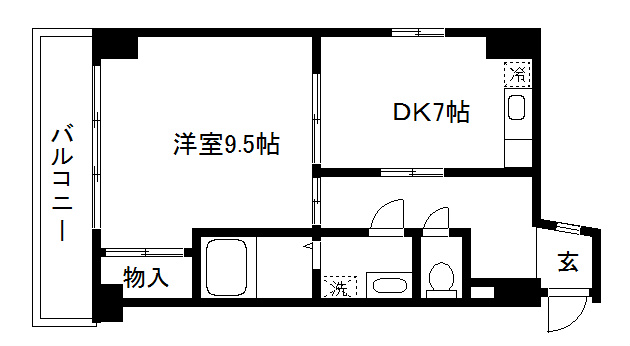 京都市下京区平屋町のマンションの間取り