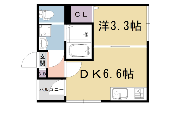 京都市右京区太秦乾町のアパートの間取り