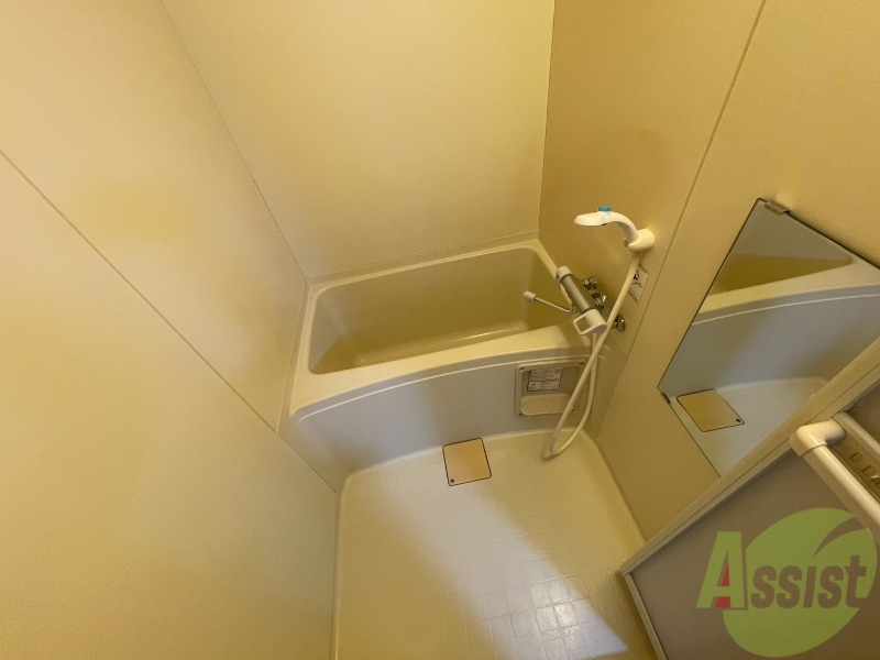 バス・シャワールーム　お風呂です。少し狭いですがシャワーするには十分ですね。