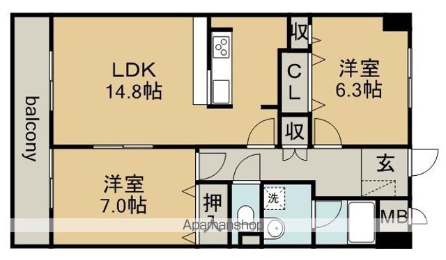 名鉄小牧線 味美駅 徒歩37分 5階建 築24年の間取り写真