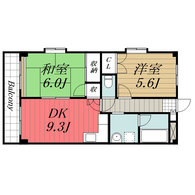 ＪＲ内房線 浜野駅 徒歩6分 4階建 築33年の間取り写真