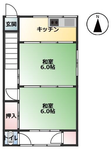 阪神本線 武庫川駅 徒歩12分 2階建 築56年の間取り写真