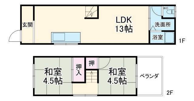 萱振町2丁目貸家の間取り写真