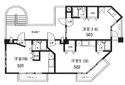 仙台市太白区越路のマンションの間取り