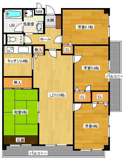 ランドスケープ健軍本町の間取り